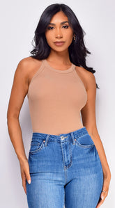 Maria Ribbed Top -  Brown